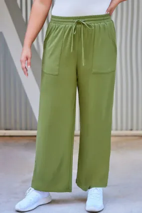 Plus Size Drawstring Straight Pants with Pockets