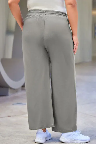 Plus Size Drawstring Straight Pants with Pockets