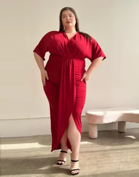 Plus Size Short Sleeve Gathered Midi Dress