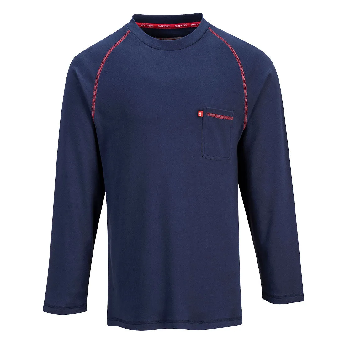 PORTWEST Crew Navy Long Sleeve FR T Shirt