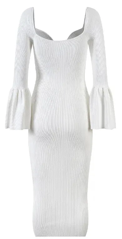 Pre Order:  Bell Sleeves Sweetheart Knit Dress