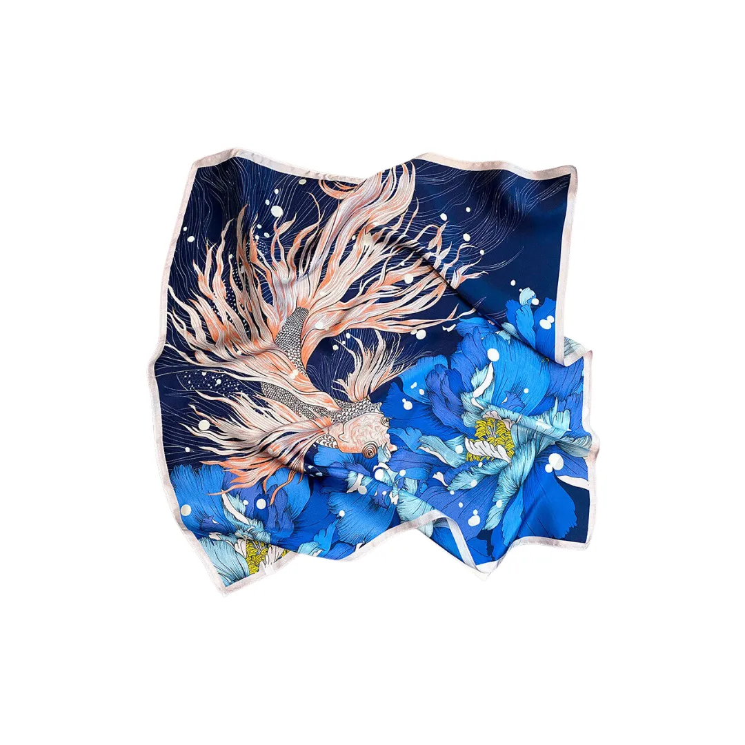 Pre Order:  Casual Goldfish Print Square Scarf