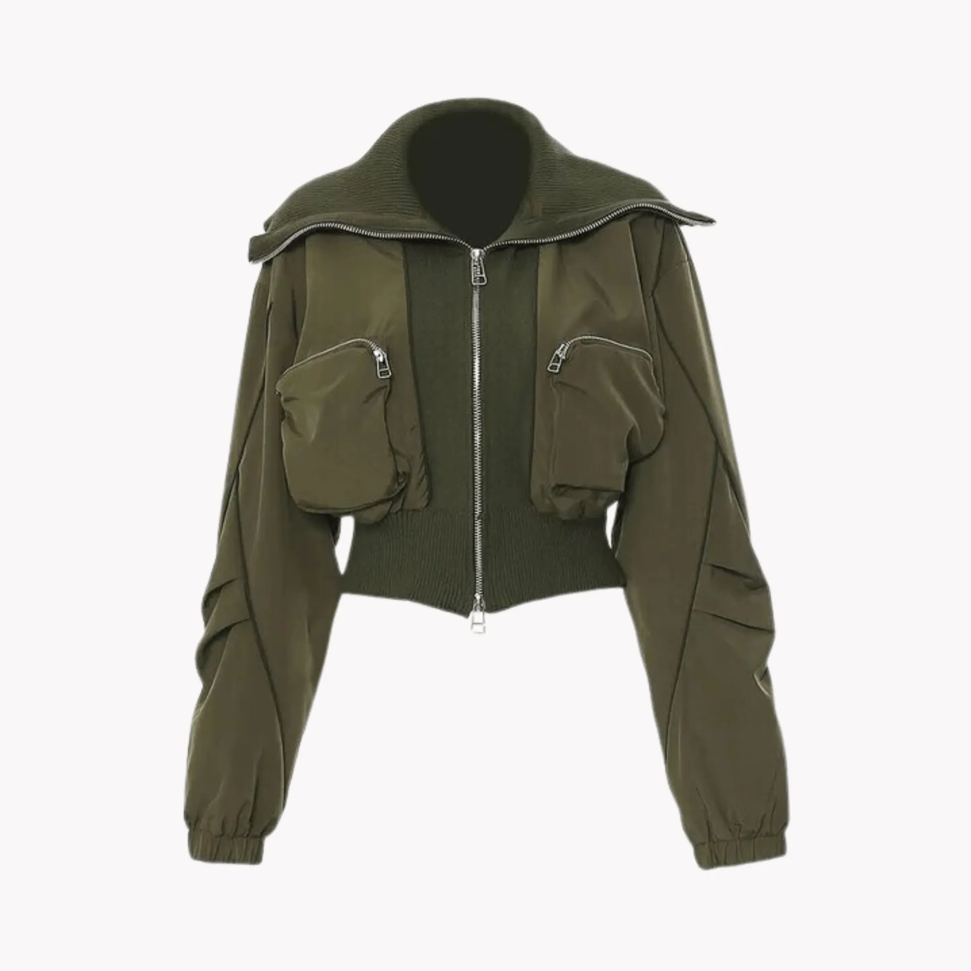 Pre Order:  Double Front Pockets Army Green Jacket