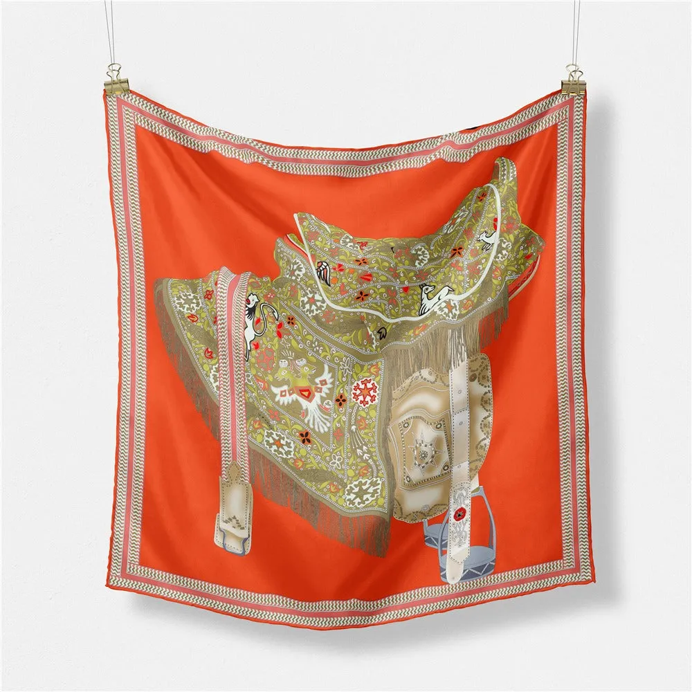 Pre Order:  Horse Saddle Print Square Scarf