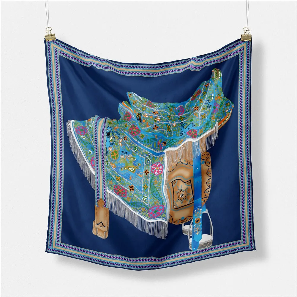 Pre Order:  Horse Saddle Print Square Scarf