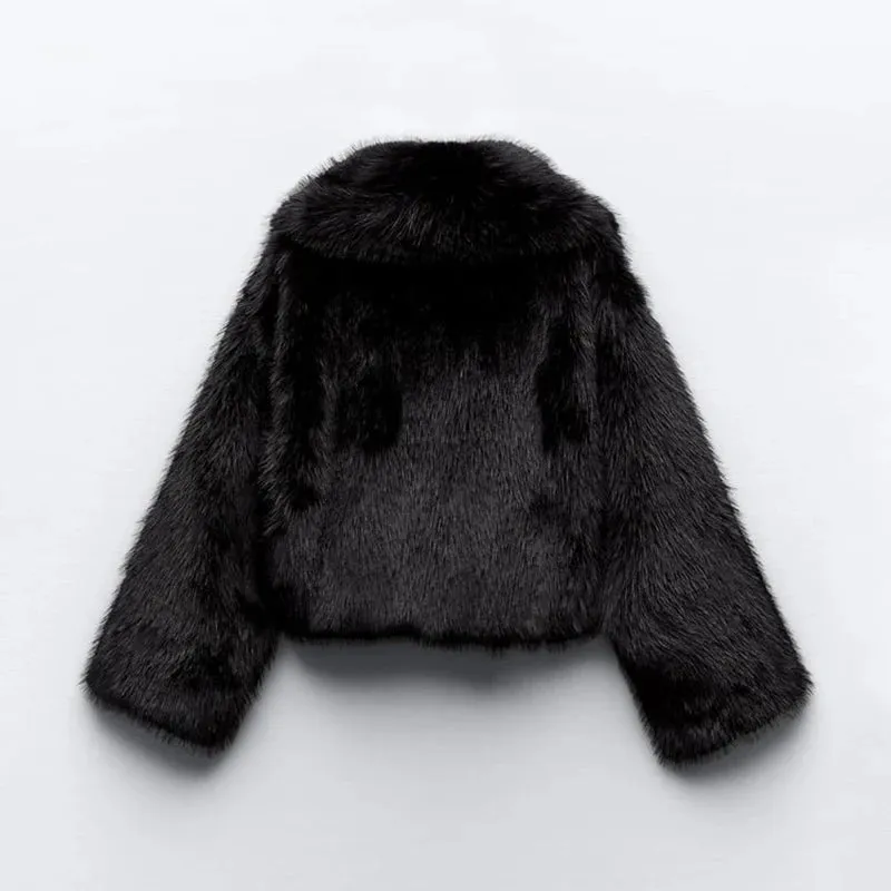 Pre Order:  Open Front Faux Fur Cropped Jacket - Final Sale