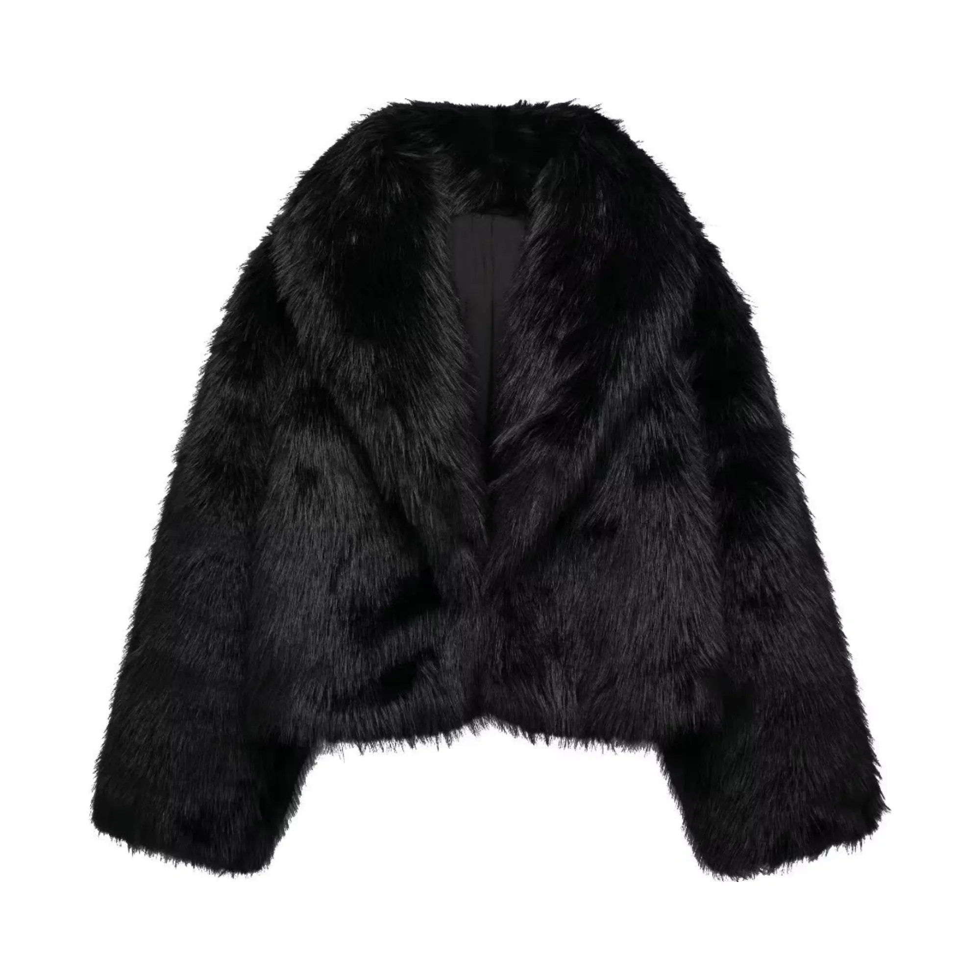 Pre Order:  Open Front Faux Fur Cropped Jacket - Final Sale