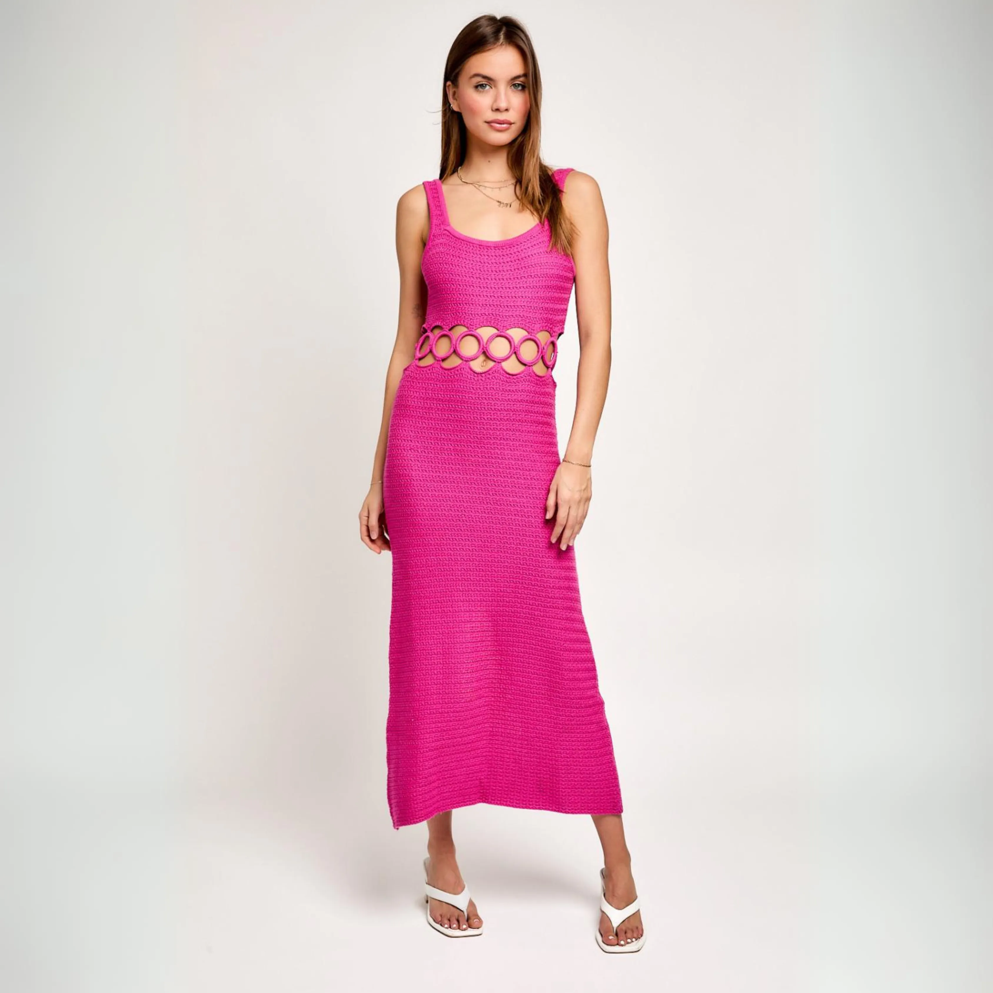 put a ring on it cutout maxi - hot pink