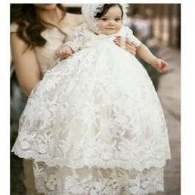 "Charlotte" Lace Baptism Christening Gown 2 PC Set