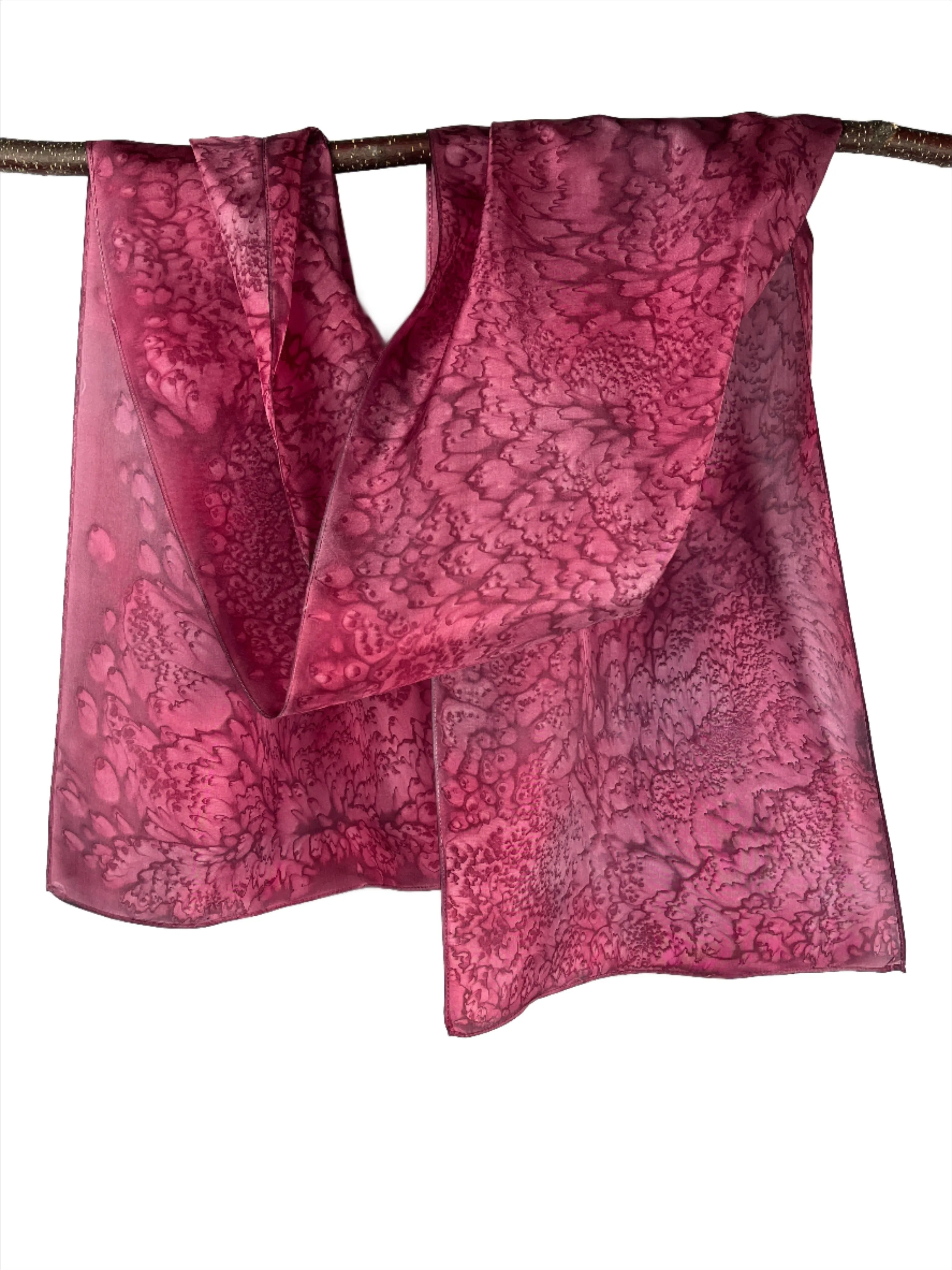 "Merlot Mermaid" - Hand-dyed Silk Scarf - $125