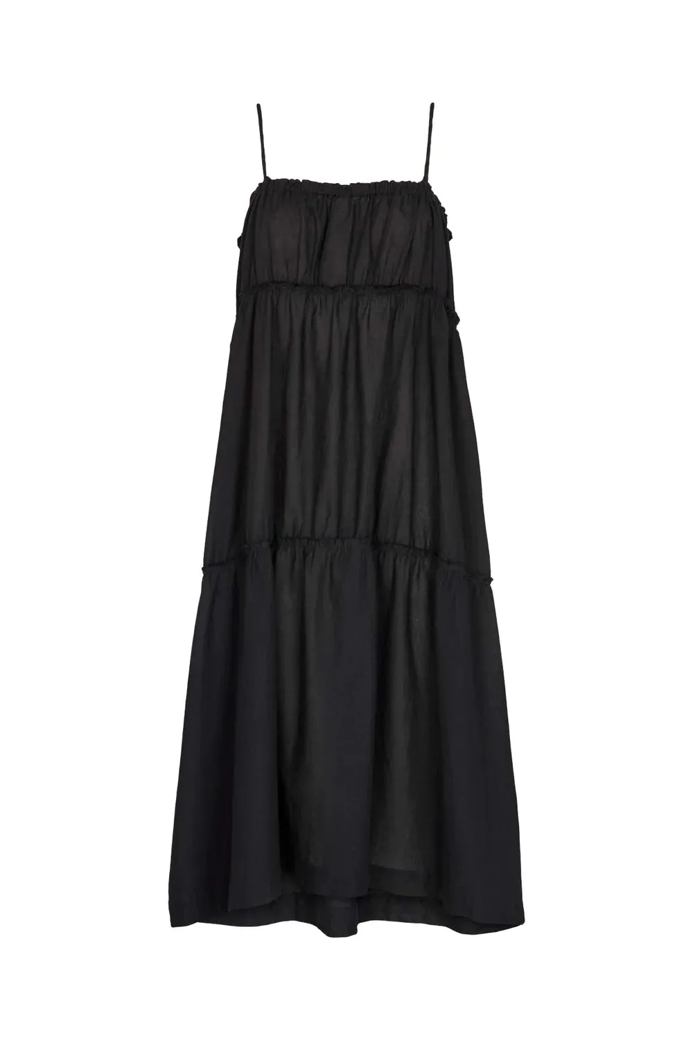 Rabens Saloner Nadina Cotton Tiered Dress in Black and Jade