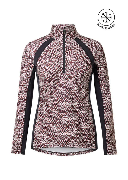 Rail Side Quarter Zip Fleece Tech Long Sleeve Top - Print