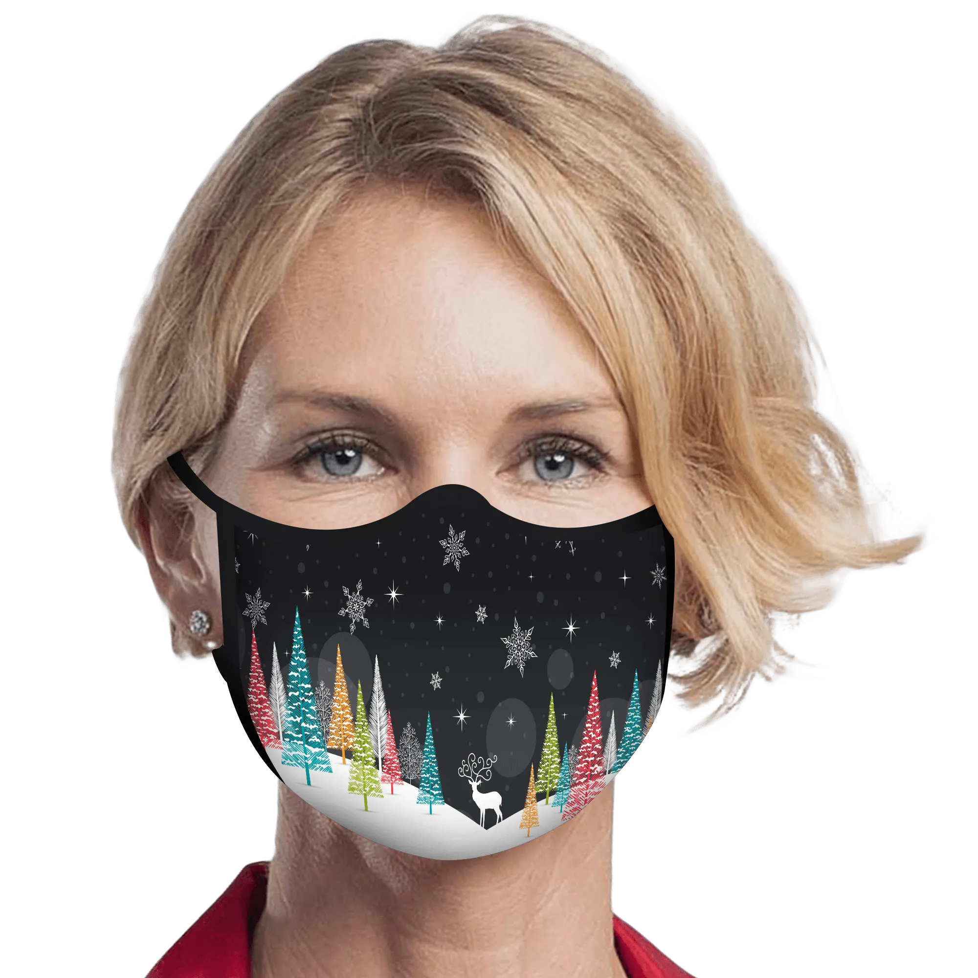 RainCaper Bright Trees on Black Reusable Fabric Face Mask