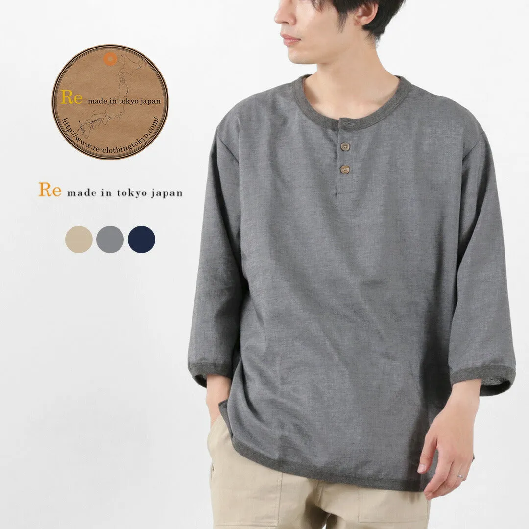 RE MADE IN TOKYO JAPAN / Linen Canvas Henry Neck T-Shirt