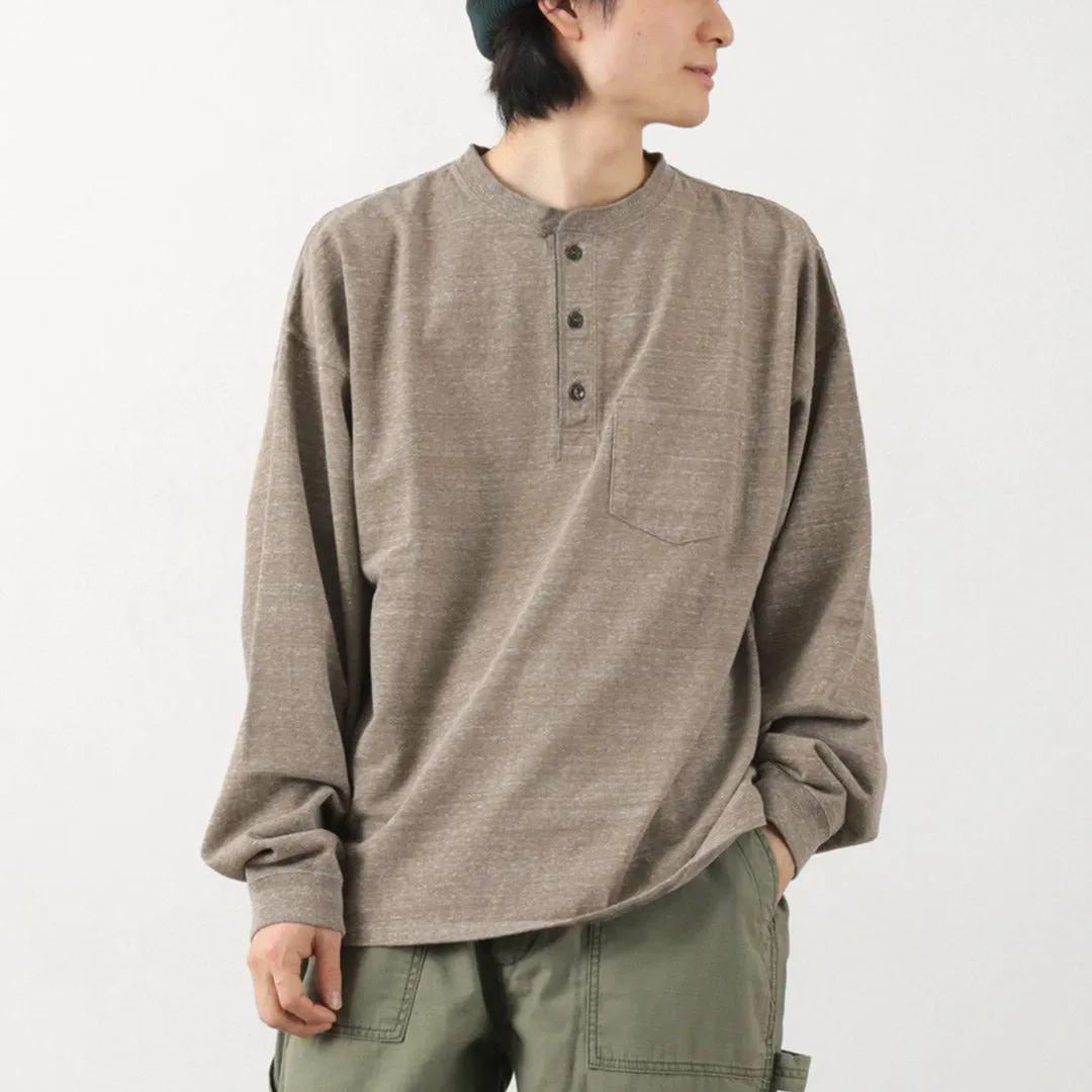 REMI RELIEF / Melange Jersey Long Sleeve Henley Neck Pocket T-Shirt