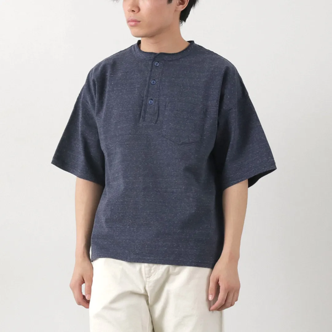 REMI RELIEF / Melange jersey short sleeve henley neck pocket T-shirt