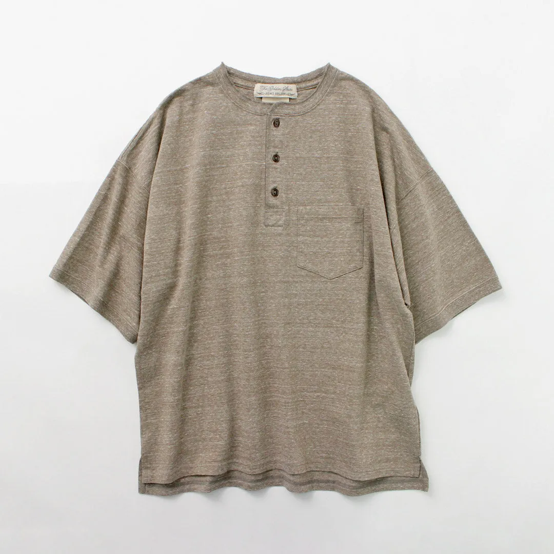 REMI RELIEF / Melange jersey short sleeve henley neck pocket T-shirt