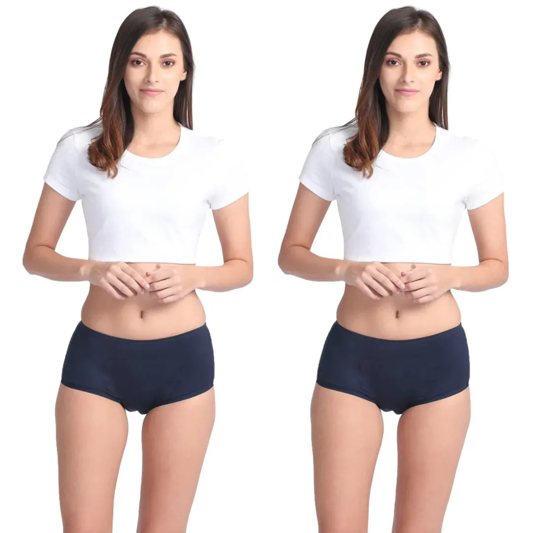 Reusable Period Panties For Heavy Flow | Boxer Fit | Prevents Front, Back & Inner Thigh Stains | 2 Pack