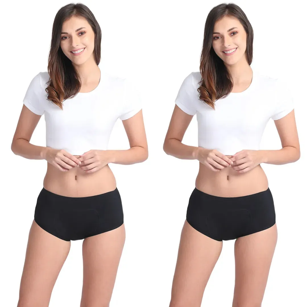 Reusable Period Panties For Heavy Flow | Boxer Fit | Prevents Front, Back & Inner Thigh Stains | 2 Pack