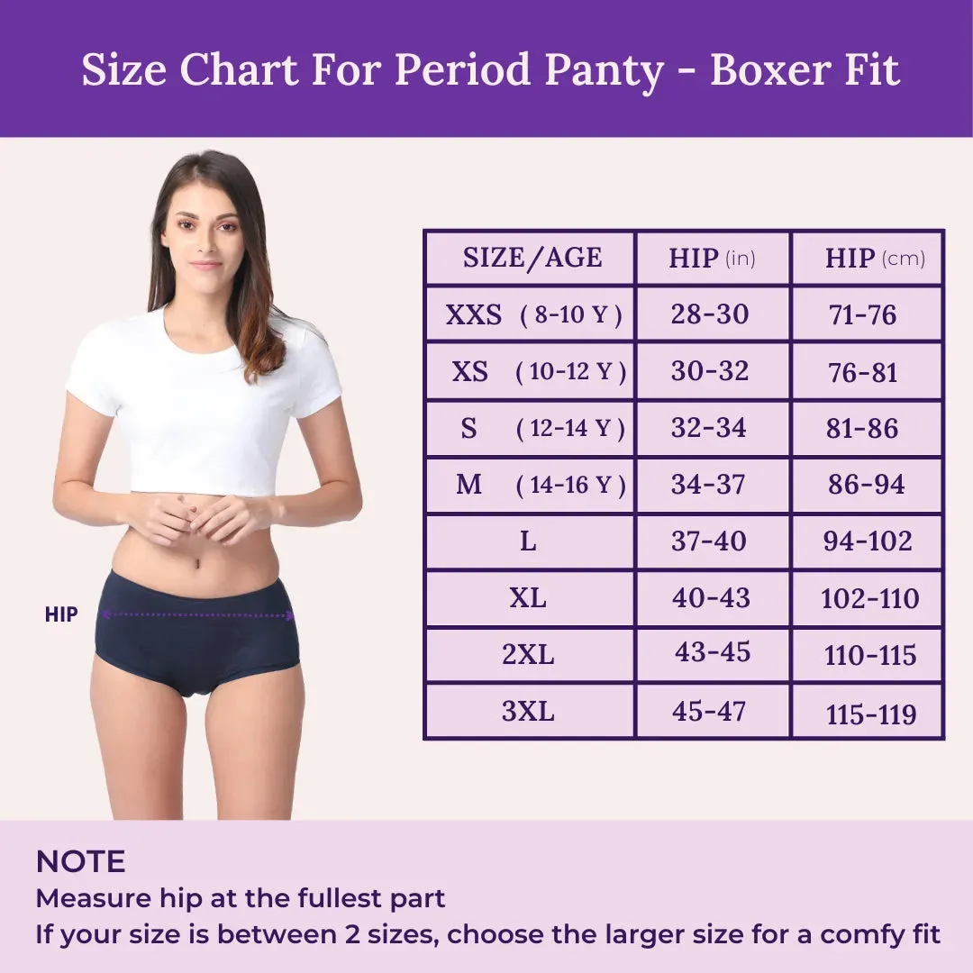 Reusable Period Panties For Heavy Flow | Boxer Fit | Prevents Front, Back & Inner Thigh Stains | 2 Pack