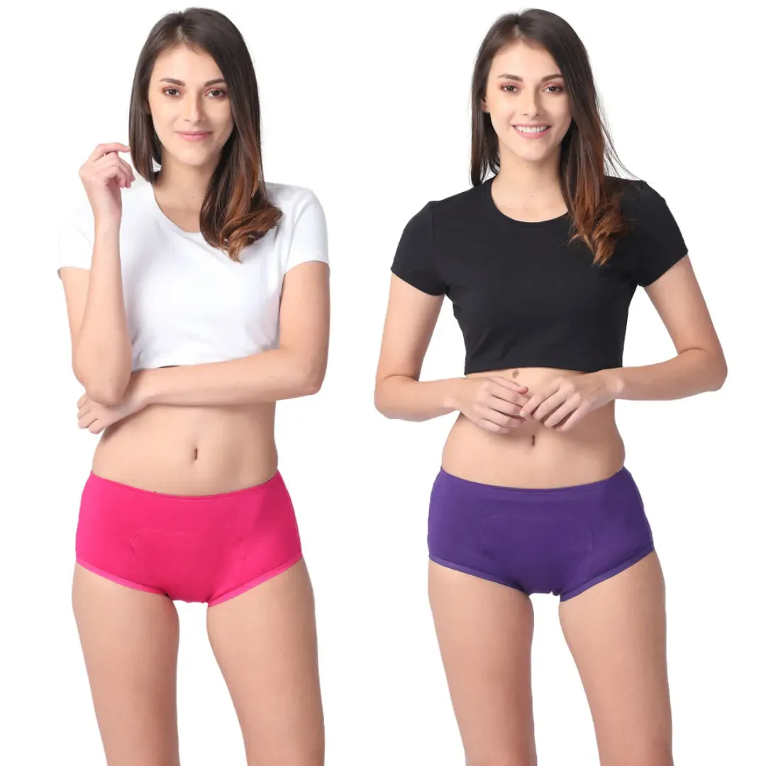 Reusable Period Panties For Heavy Flow | Boxer Fit | Prevents Front, Back & Inner Thigh Stains | 2 Pack