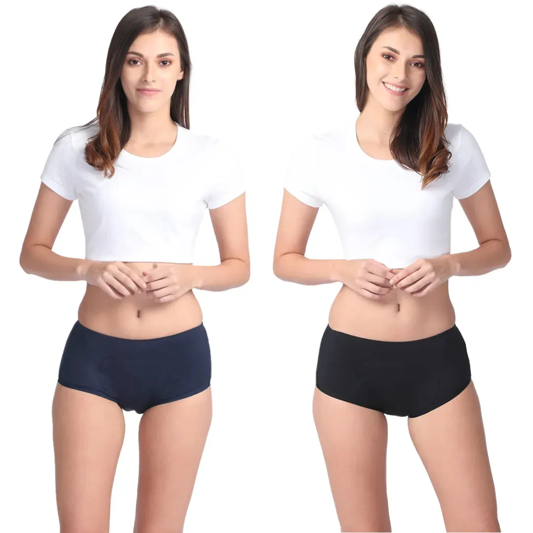 Reusable Period Panties For Heavy Flow | Boxer Fit | Prevents Front, Back & Inner Thigh Stains | 2 Pack