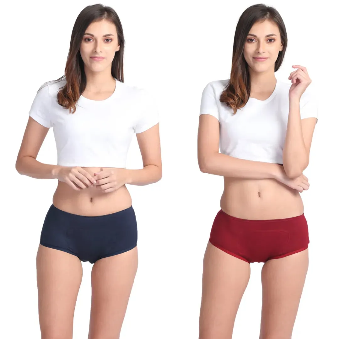 Reusable Period Panties For Heavy Flow | Boxer Fit | Prevents Front, Back & Inner Thigh Stains | 2 Pack