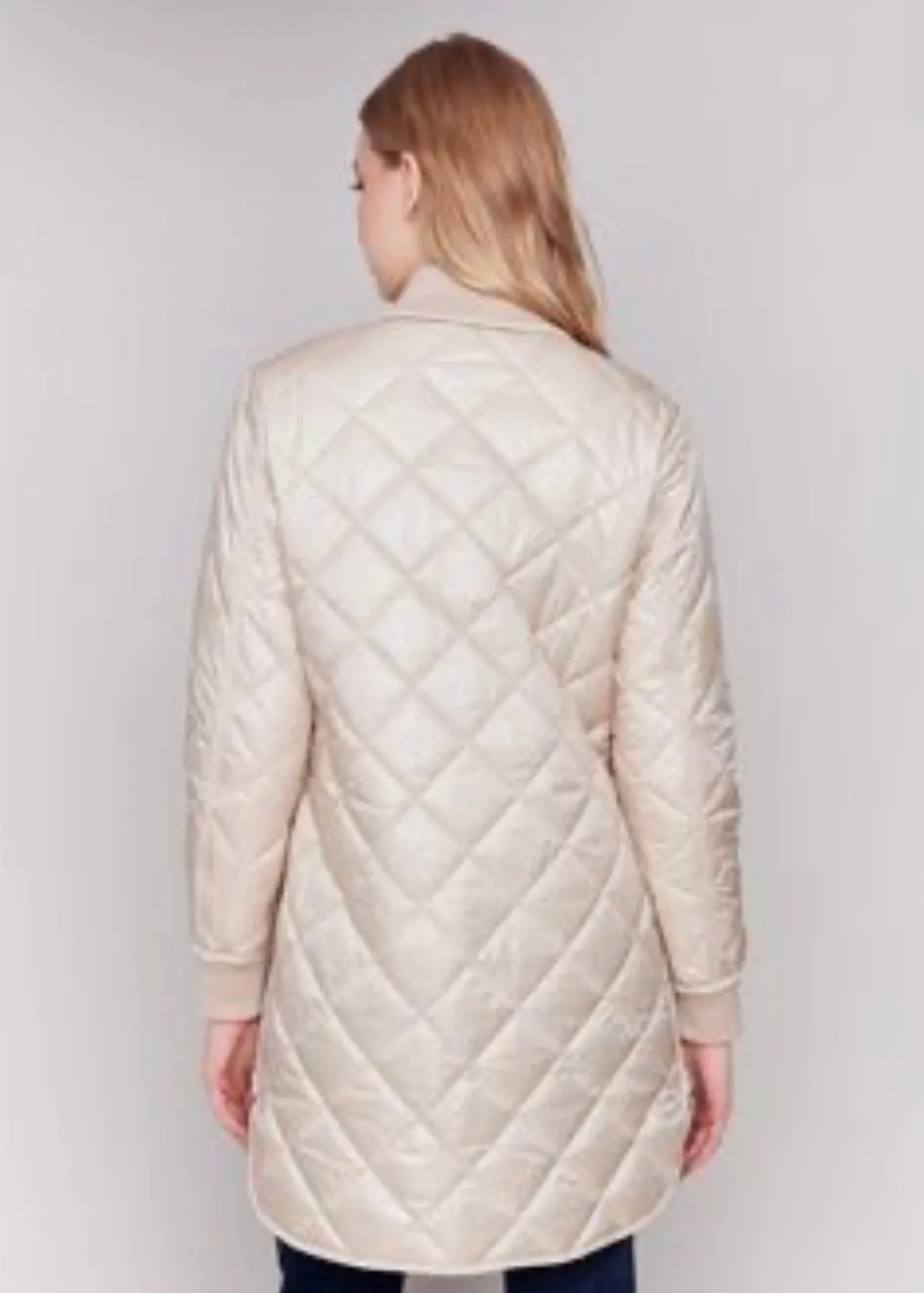 Reversible Long Quilted Iridescent Jacket