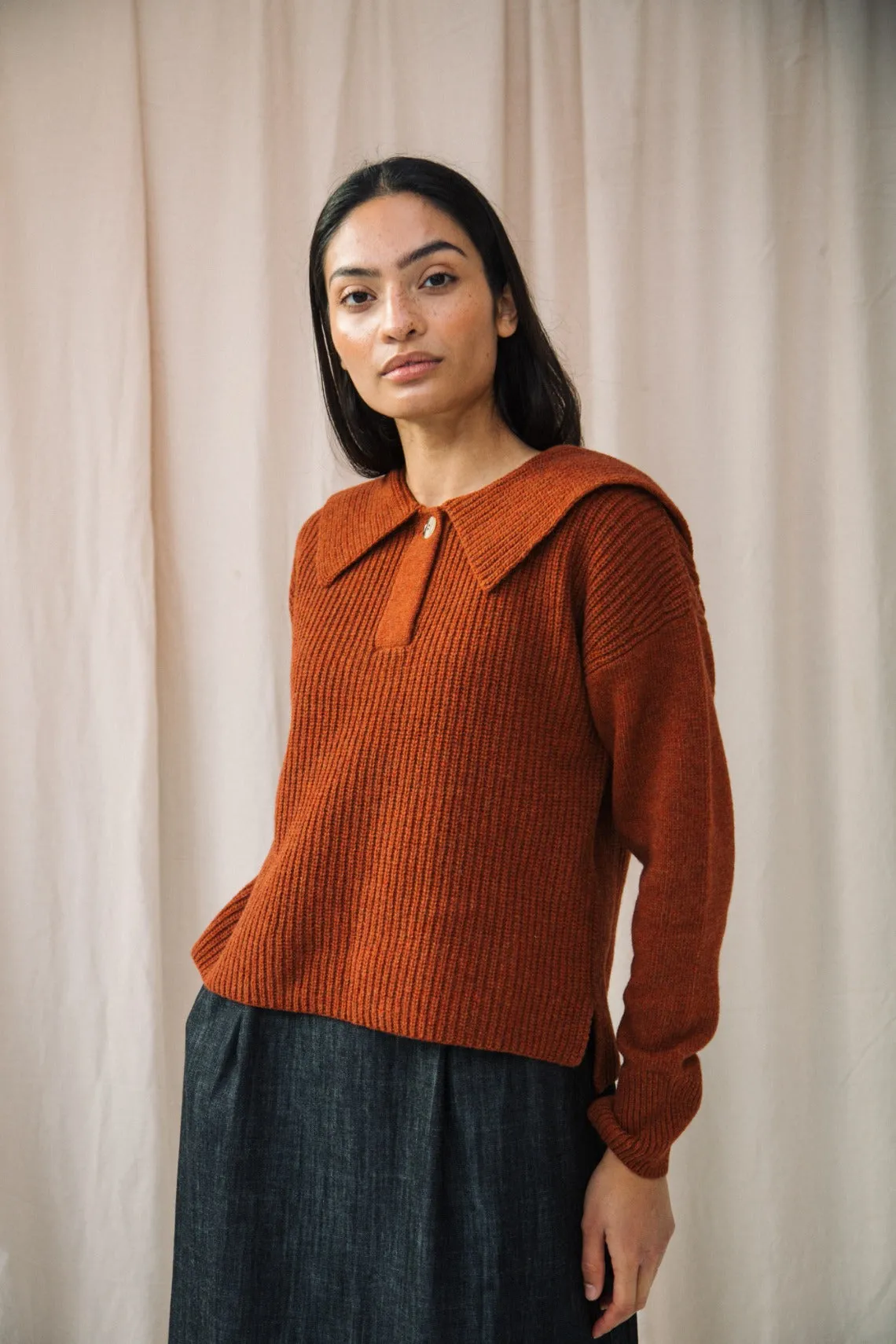 Rini Recycled Wool Jumper in Paprika Marl