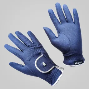 Roeckl Lona Two-Tone Riding Gloves - Navy/Silver