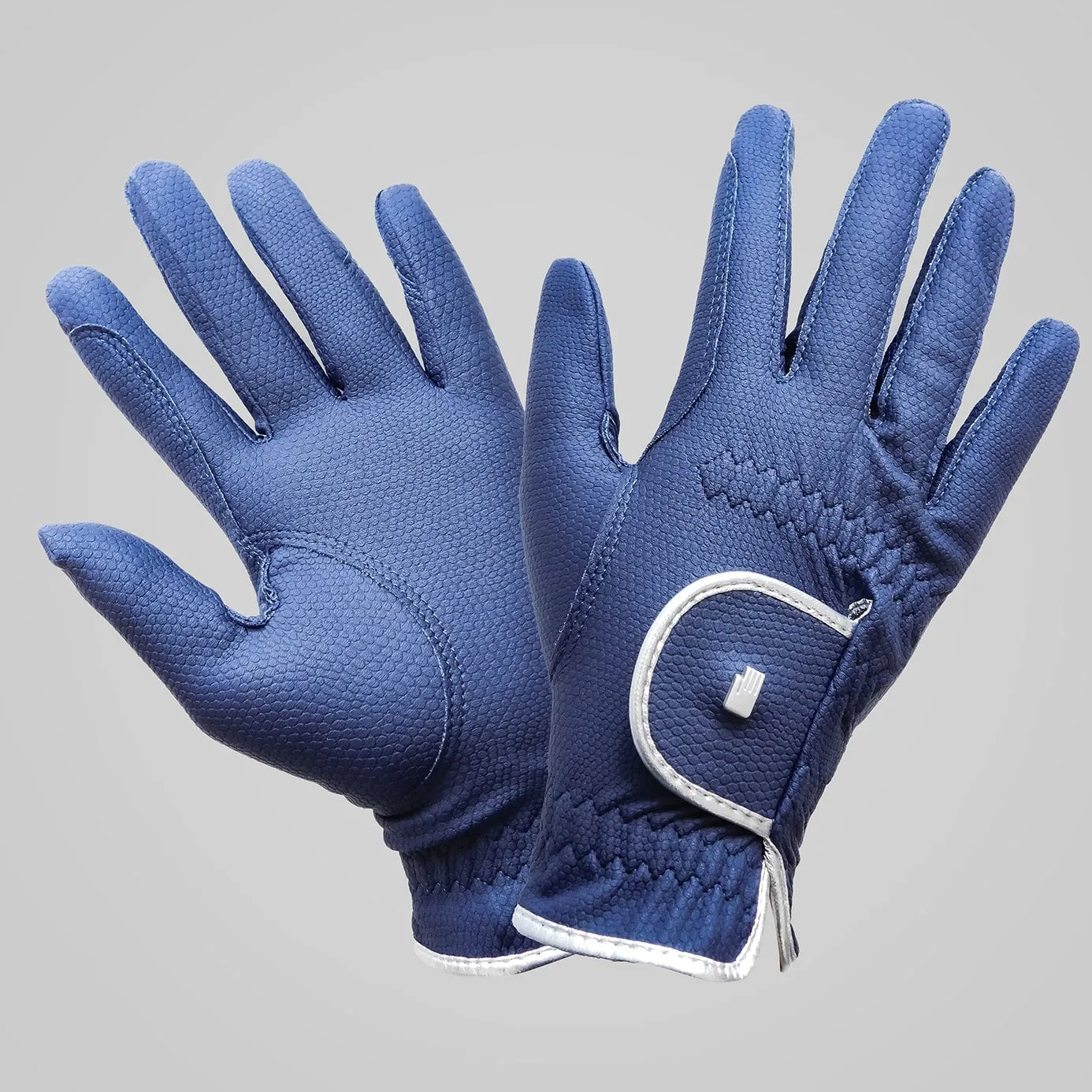 Roeckl Lona Two-Tone Riding Gloves - Navy/Silver