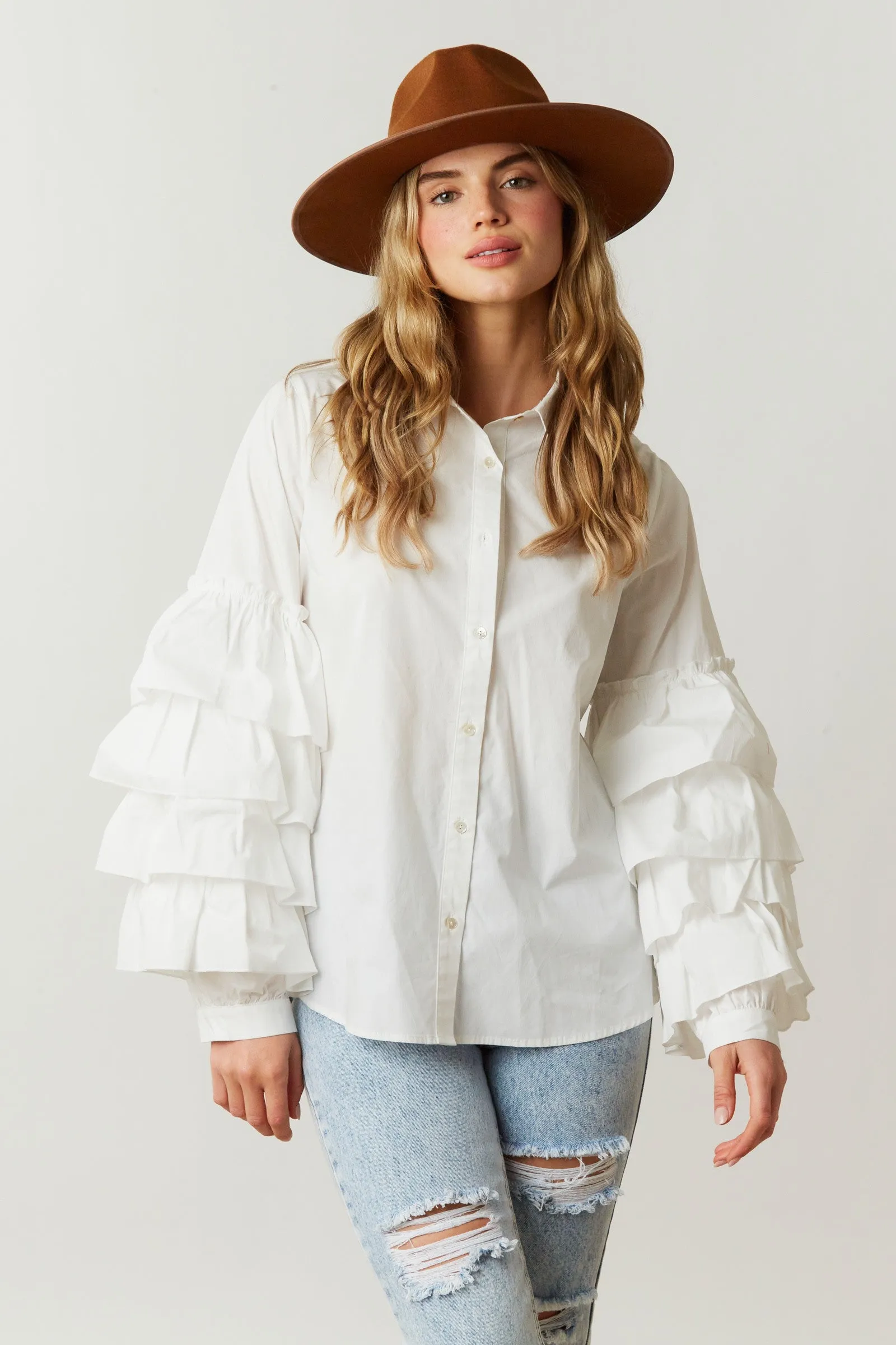 Ruffled To Perfection White Top