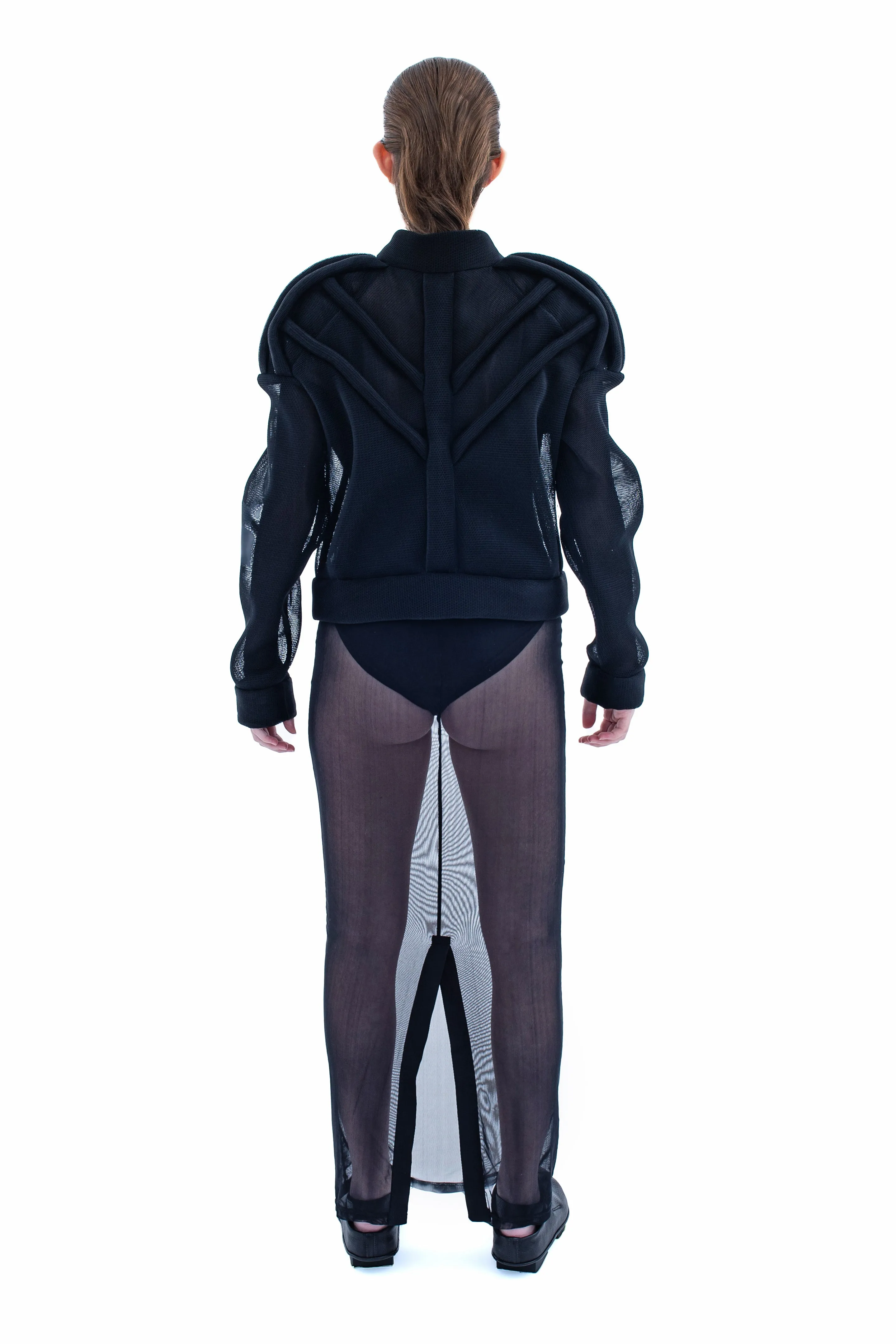 RUN(A)WAY CROPPED NEOPRENE SCUBA MESH ZIP-UP JACKET