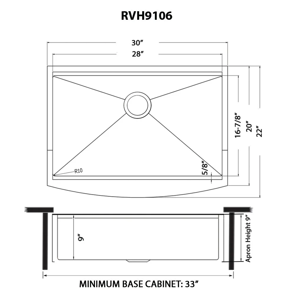 Ruvati 30-inch Gunmetal Black Workstation Apron-Front Stainless Steel Kitchen Sink – RVH9106BL