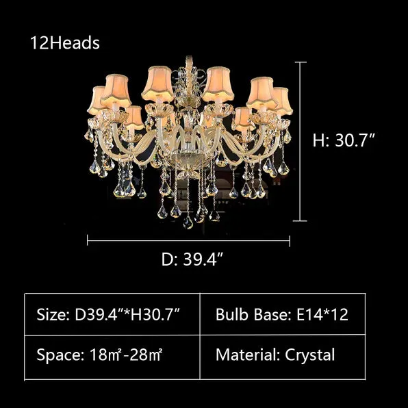 Rylight 1/2/3/-Layer&12/15/18/24/32-Light Classic Style Luxury Crystal Candle Chandelier