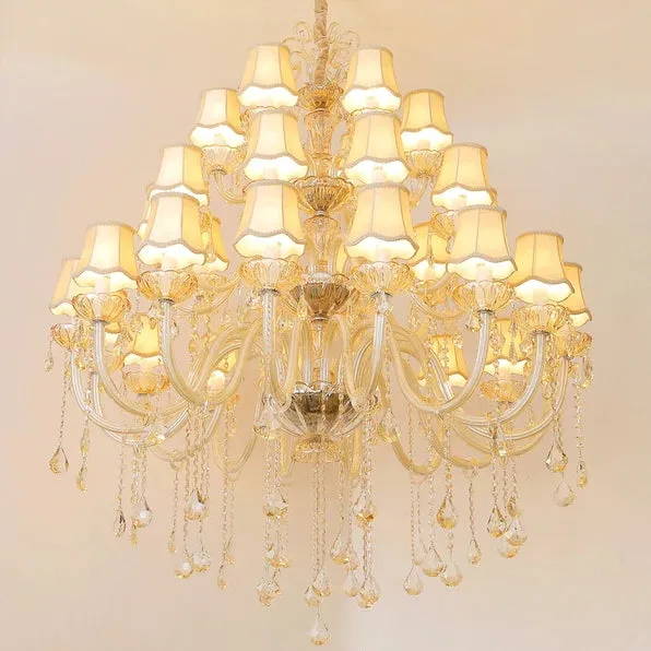 Rylight 1/2/3/-Layer&12/15/18/24/32-Light Classic Style Luxury Crystal Candle Chandelier