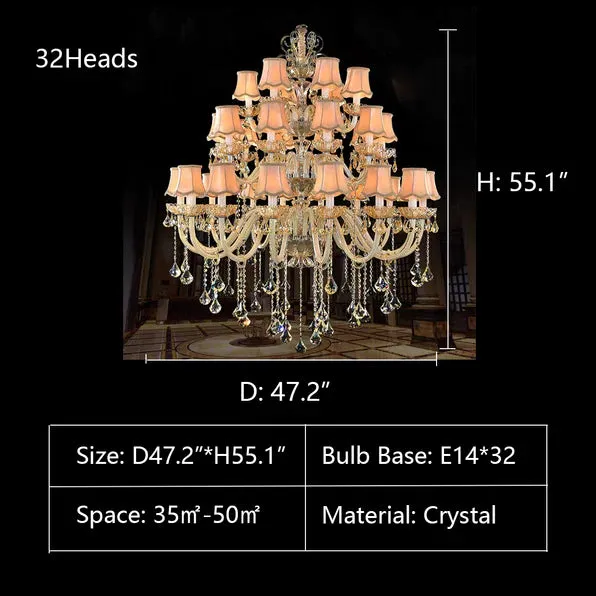 Rylight 1/2/3/-Layer&12/15/18/24/32-Light Classic Style Luxury Crystal Candle Chandelier