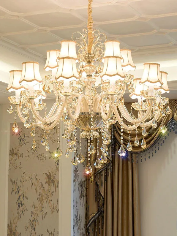 Rylight 1/2/3/-Layer&12/15/18/24/32-Light Classic Style Luxury Crystal Candle Chandelier