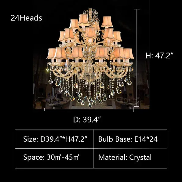 Rylight 1/2/3/-Layer&12/15/18/24/32-Light Classic Style Luxury Crystal Candle Chandelier