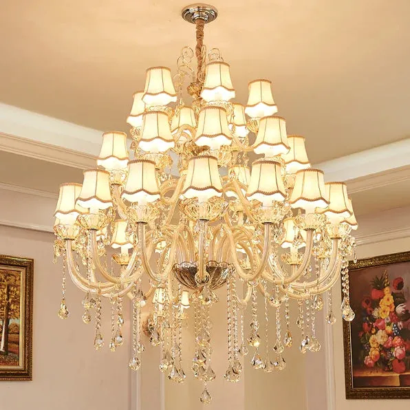 Rylight 1/2/3/-Layer&12/15/18/24/32-Light Classic Style Luxury Crystal Candle Chandelier