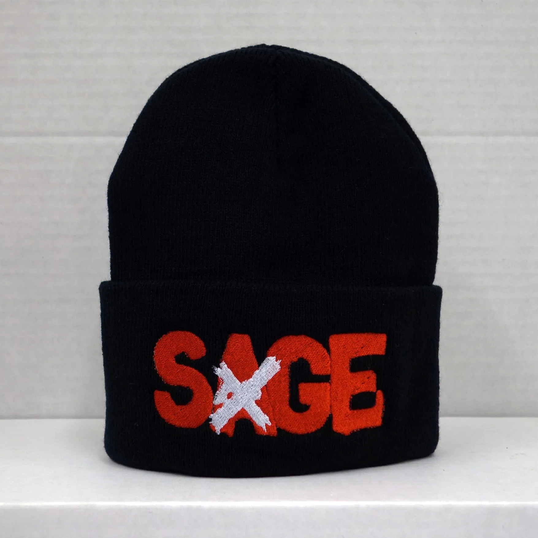 SAGE FRANCIS 'A Healthy Distrust' BLACK Folded Brim Knit Hat