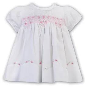 SARAH LOUISE - Rose Bud Embroidered Smock Dress - Pink