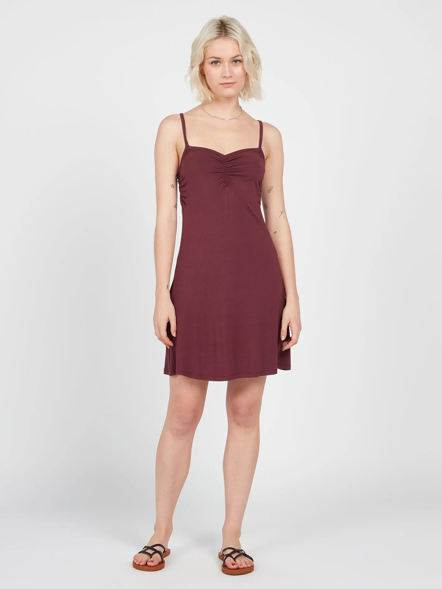 Scenic Stone Dress - Burgundy