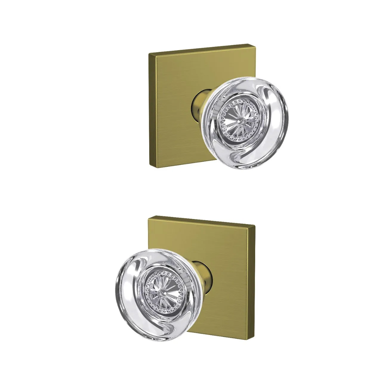 Schlage Custom Hobson Glass Knob Combined Interior Hall-Closet and Bed-Bath Lock Collins Trim