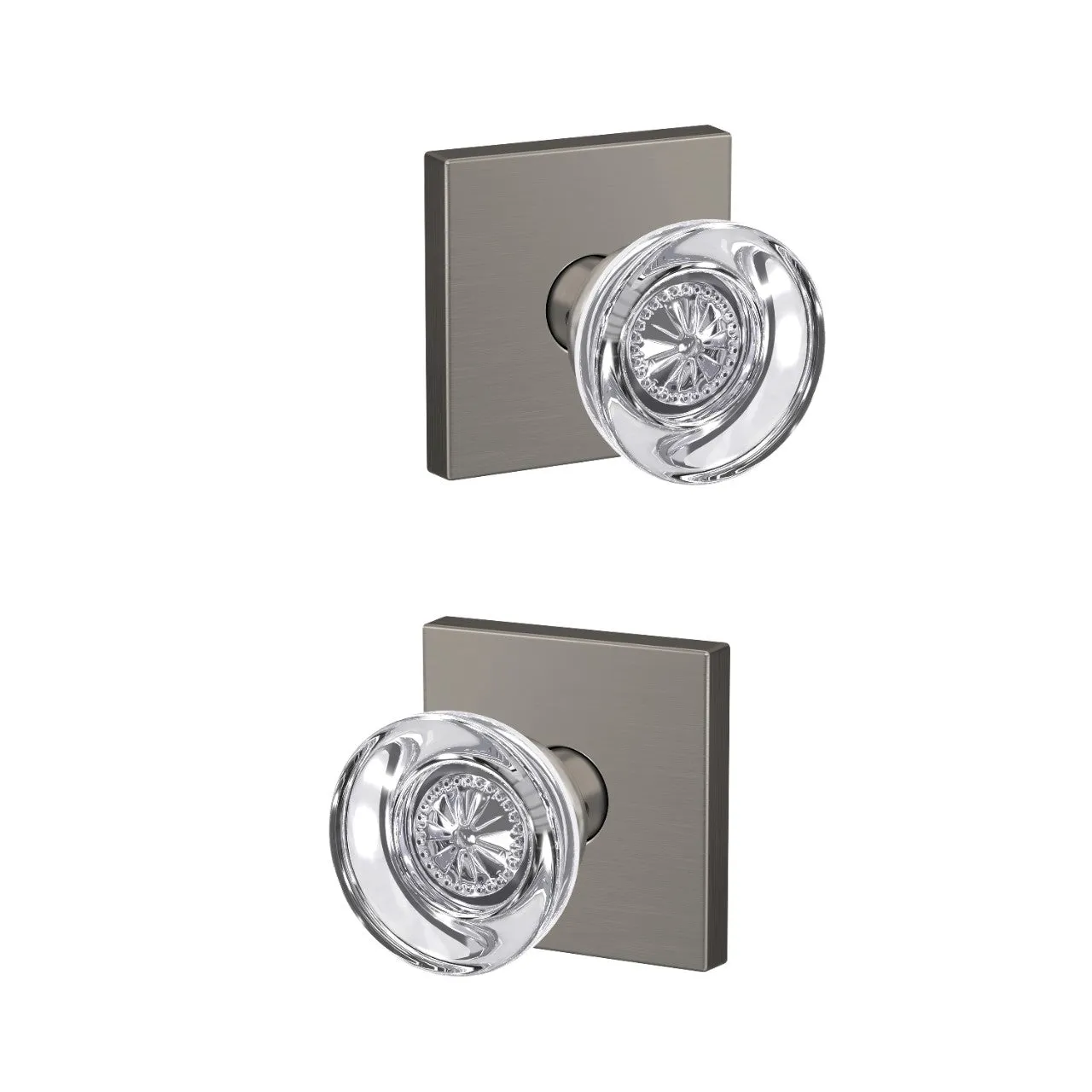 Schlage Custom Hobson Glass Knob Combined Interior Hall-Closet and Bed-Bath Lock Collins Trim