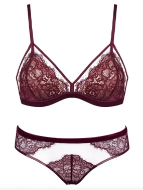 Sexy Lace Thin Section Gathering Nipple Underwear Set