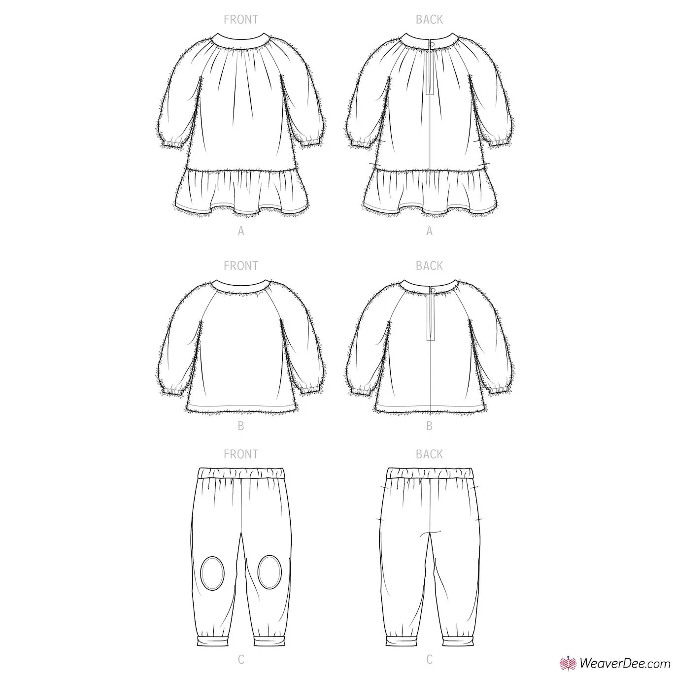 Simplicity Pattern S9460 Dress, Top & Pants - Toddlers' & Children's