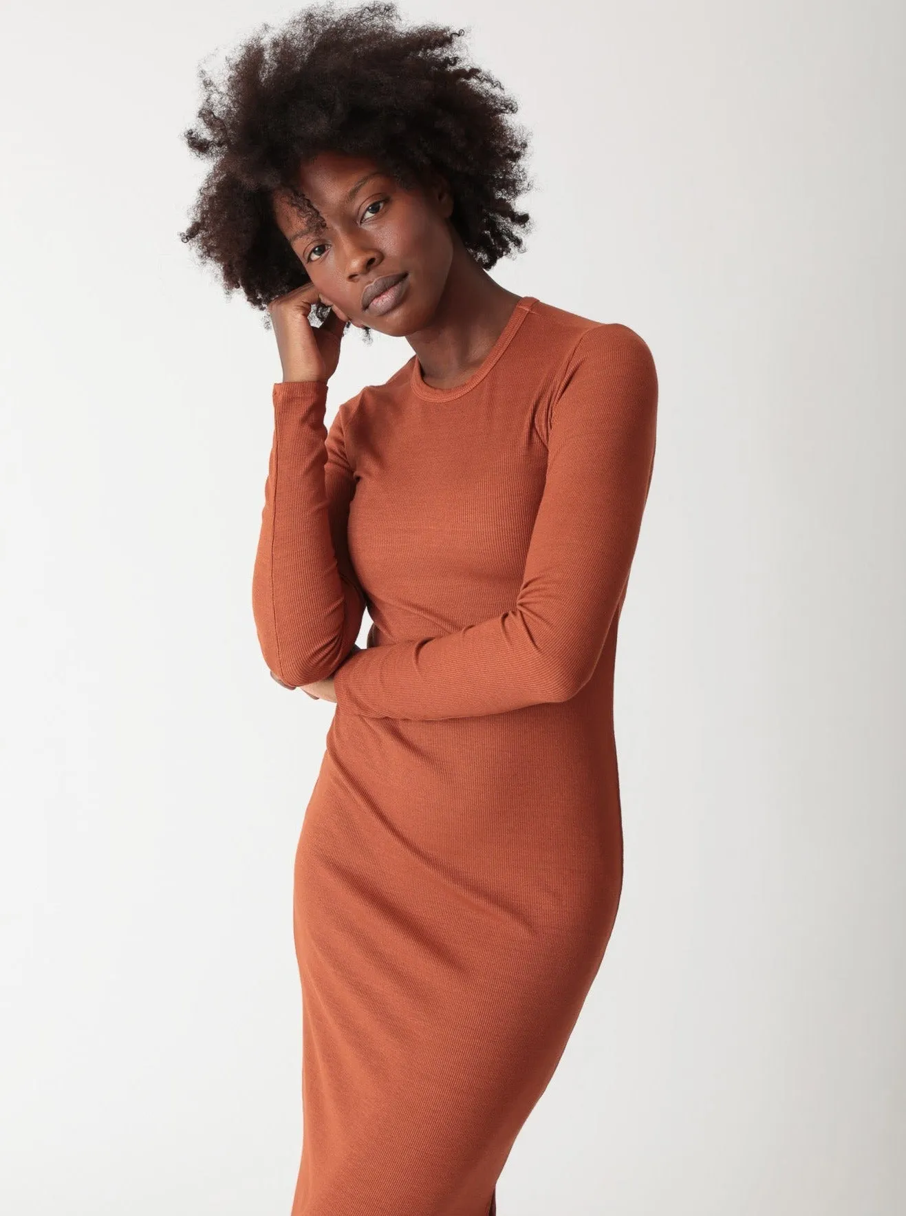 Skyler Rib Dress - Amber