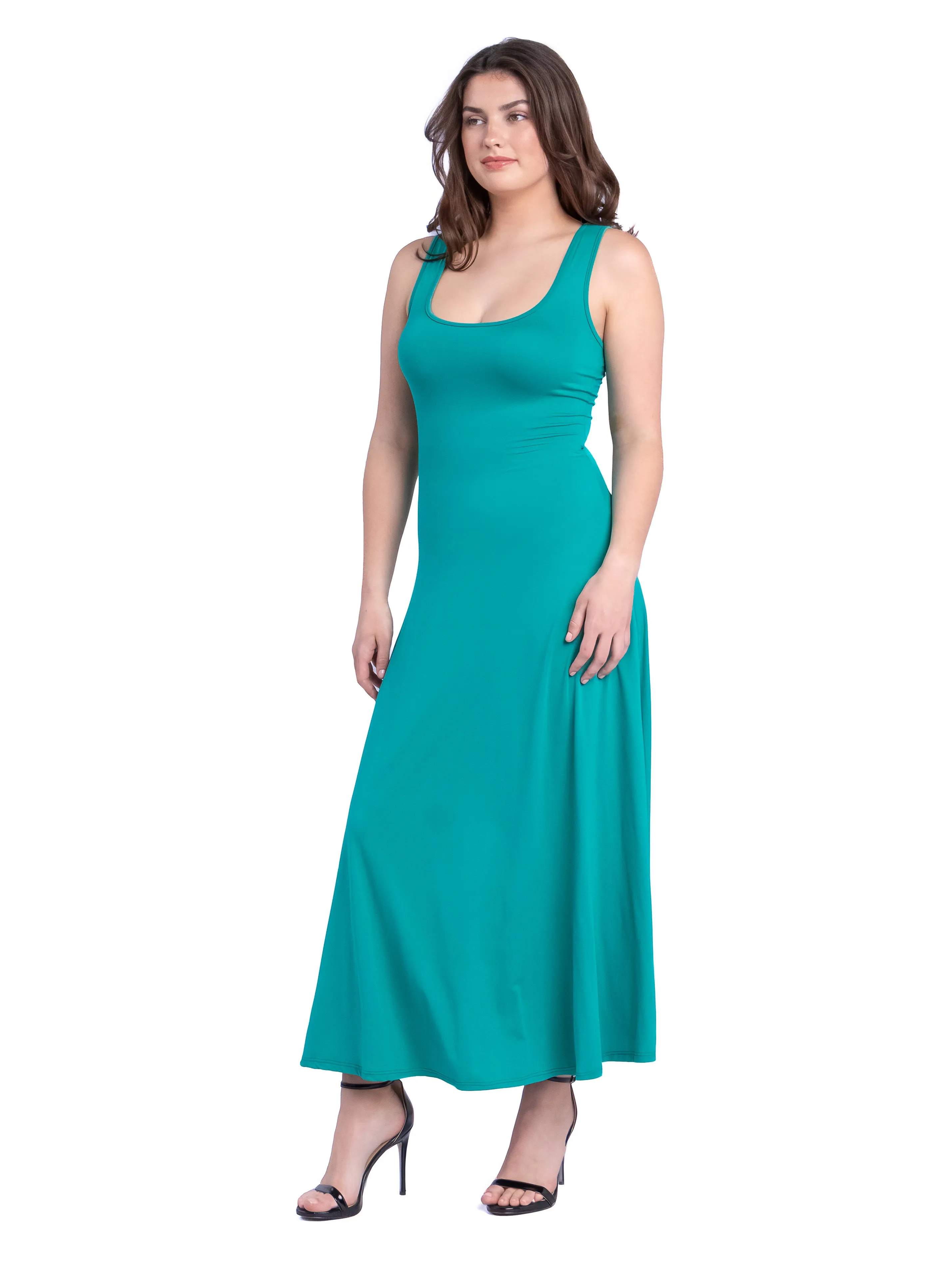 Slim Fit A Line Sleeveless Maxi Dress