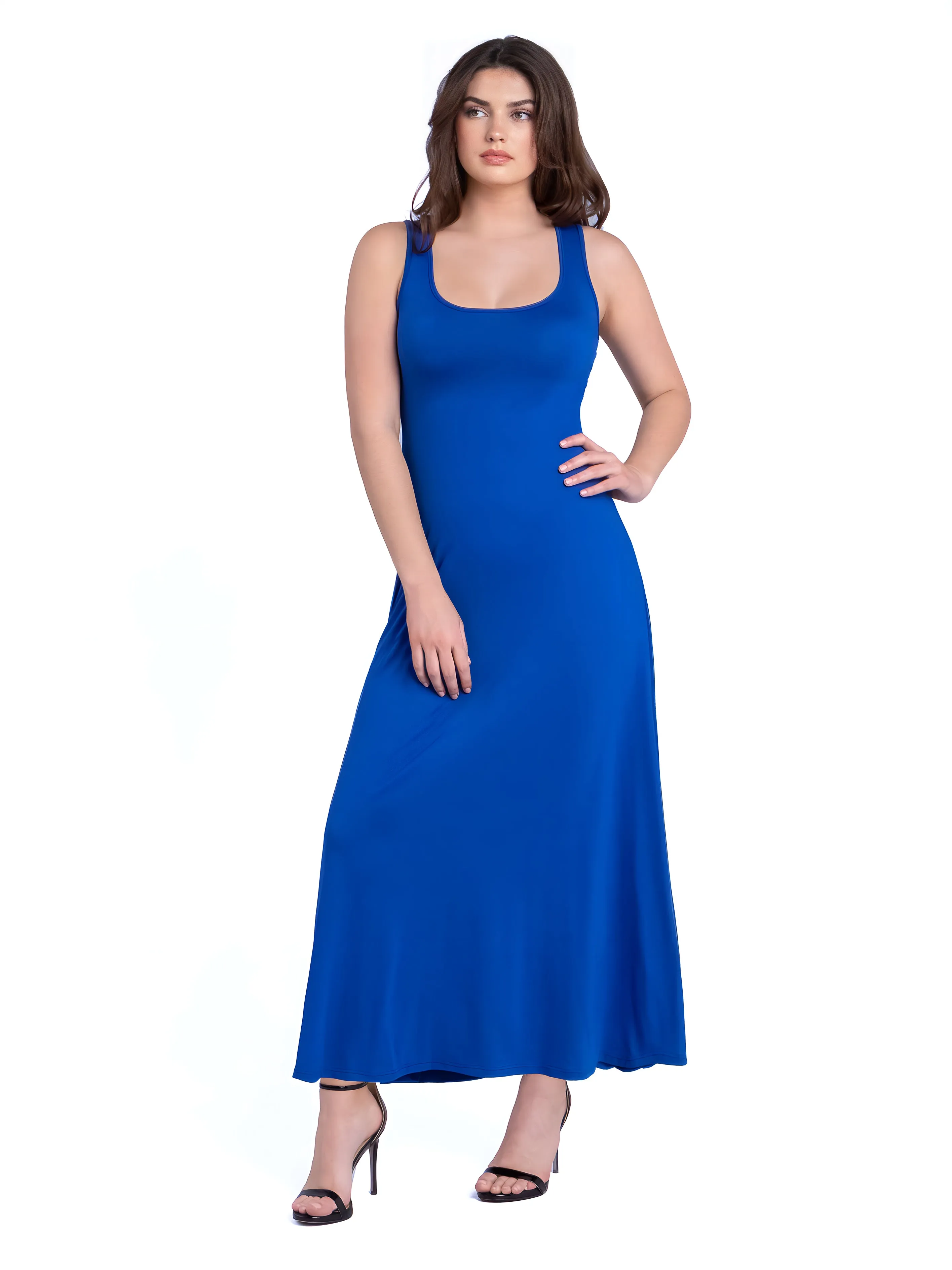 Slim Fit A Line Sleeveless Maxi Dress